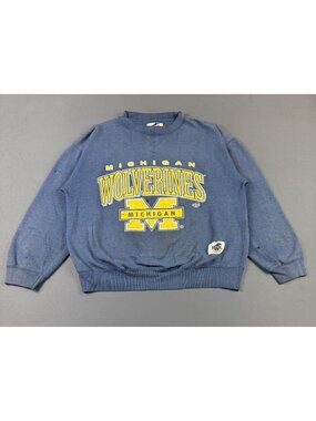 Rare Vintage 90s Michigan Wolverines Sun Fade Ravens Crewneck Sweater NCAA Large